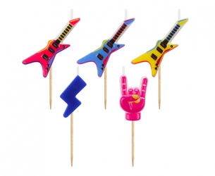 Świeczki urodzinowe gitary kolorowe 5 sztuk SF-PGIT