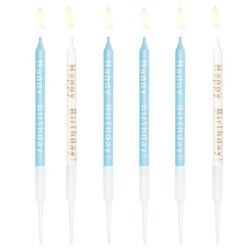 Świeczki urodzinowe niebieskie i białe 12cm 10 sztuk 420150