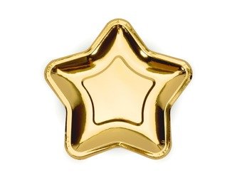 Talerzyki papierowe Gwiazdka złote metalizowane 18cm 6 sztuk TPP11-019