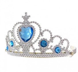 Tiara księżniczki z niebieskimi kamyczkami srebrna TNBK-NP