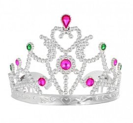 Tiara księżniczki z różowymi kamyczkami srebrna 1szt DIAD2-NP