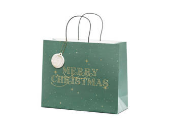 Torebka Świąteczna na prezenty Merry Christmas zielona 1 sztuka TNP19-012B