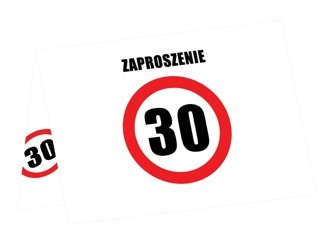 Zaproszenia na 30 urodziny znak zakazu 6 sztuk ZAP-ZAKAZ-30