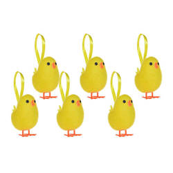 Zawieszki wielkanocne żółte kurczaczki Wielkanoc 4,5cm 6 sztuk YX7552
