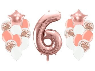 Zestaw balonów na 6 urodziny różowe złoto 21 sztuk A26