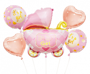 Zestaw balonów na Baby Shower dziewczynki różowe 5 sztuk BZ-HWZR