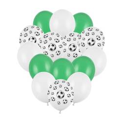 Zestaw balonów piłka nożna białe zielone STRONG 15 sztuk ZB65