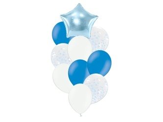 Zestaw balonów słupek niebieskie i białe 10 sztuk SL3