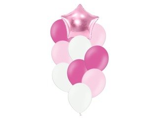 Zestaw balonów słupek różowe i białe 10 sztuk SL2