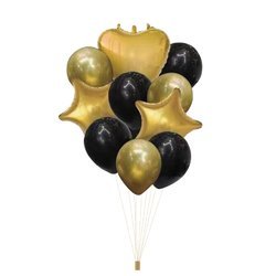 Zestaw balonów złote i czarne 10 sztuk 400363
