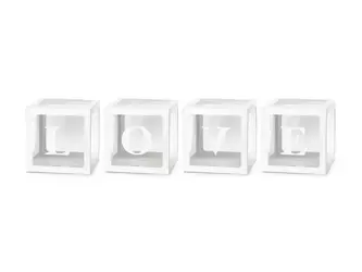Zestaw białych pudełek na balony z napisem LOVE 30x30cm 4 sztuki PUDBAL2-008