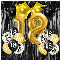 Zestaw dekoracji na 18 urodziny kurtyna balony zes-18-2