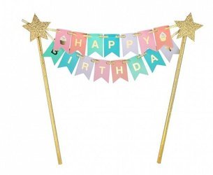 Zestaw dekoracji na tort topper Happy Birthday QT-DTHB