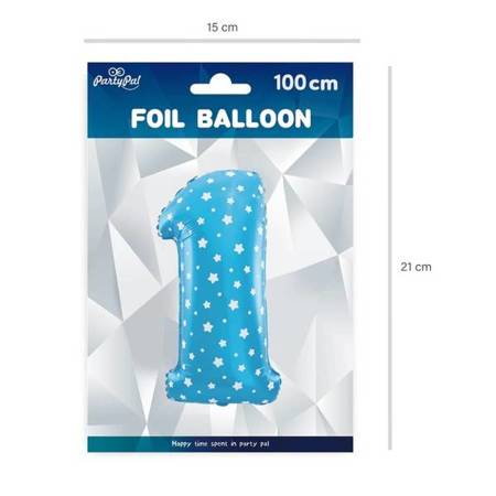 Balon foliowy 1 niebieski w gwiazdki 100cm 1szt 128442