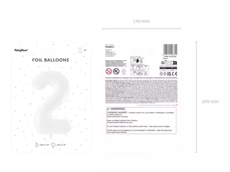Balon foliowy 2 biały 86cm 1szt   FB130-2-008