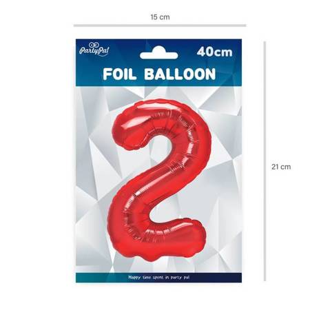 Balon foliowy 2 czerwony 40cm 1szt 026522