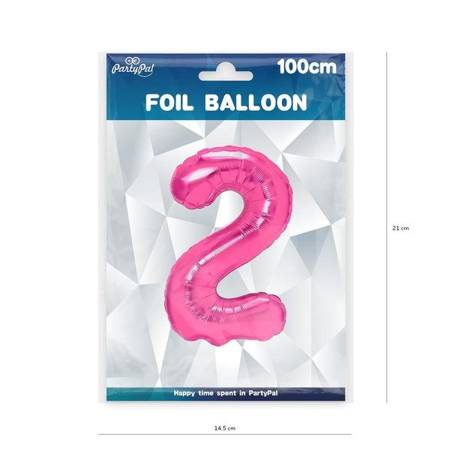 Balon foliowy 2 różowy 100cm 1szt 450272