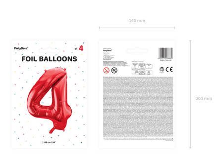 Balon foliowy 4 czerwony 86cm 1szt FB1M-4-007