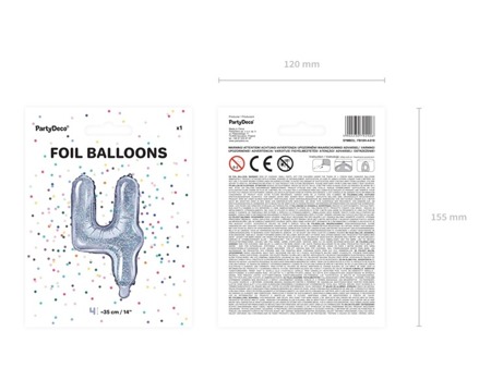 Balon foliowy 4 holograficzny 35cm 1szt FB10H-4-018