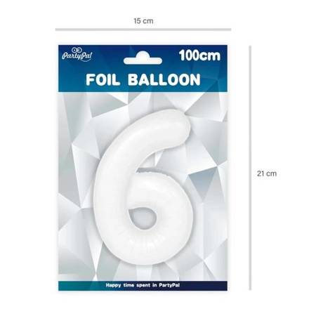 Balon foliowy 6 biały 100cm 1szt 128695
