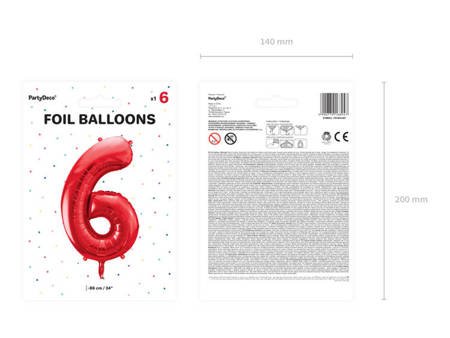 Balon foliowy 6 czerwony 86cm 1szt FB1M-6-007