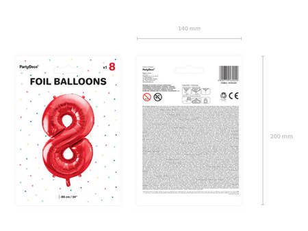Balon foliowy 8 czerwony 86cm 1szt FB1M-8-007