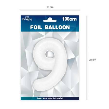Balon foliowy 9 biały 100cm 1szt 128721 / 128121