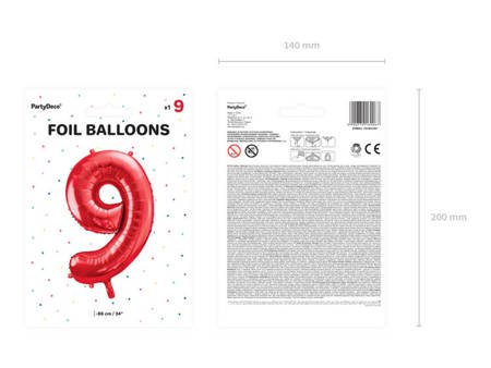 Balon foliowy 9 czerwony 86cm 1szt FB1M-9-007