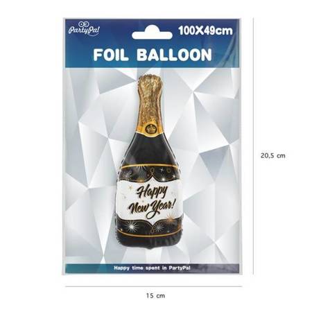 Balon foliowy Butelka szampana Happy New Year czarna 100x49cm 460520