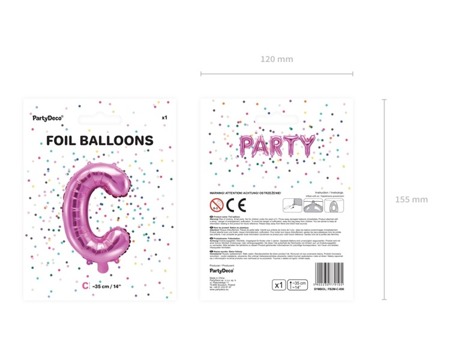 Balon foliowy C ciemny różowy 35cm 1szt FB2M-C-006