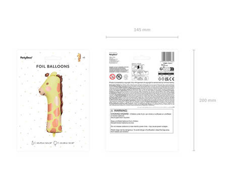 Balon foliowy Cyfra 1 - Żyrafa 42x90 cm FB163-1