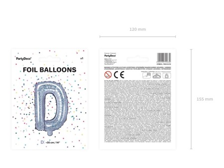 Balon foliowy D holograficzny 35cm 1szt FB2H-D-018