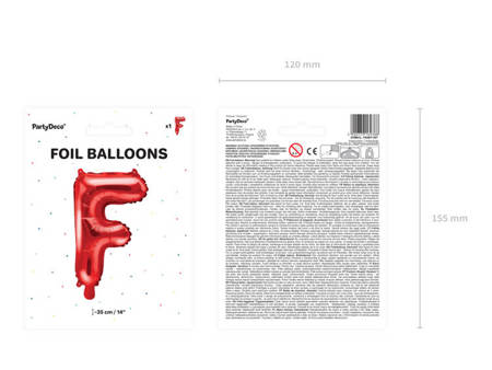 Balon foliowy F czerwony 35cm 1szt FB2M-F-007
