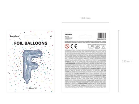 Balon foliowy F holograficzny 35cm 1szt FB2H-F-018