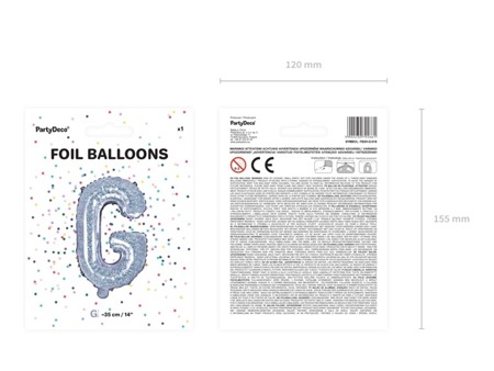 Balon foliowy G holograficzny 35cm 1szt FB2H-G-018