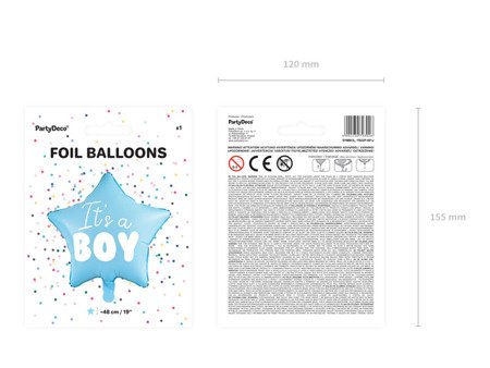 Balon foliowy Gwiazdka It's a boy 48 cm jasny niebieski FB22P-001J