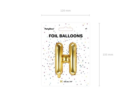 Balon foliowy H złoty 35cm 1szt FB2M-H-019