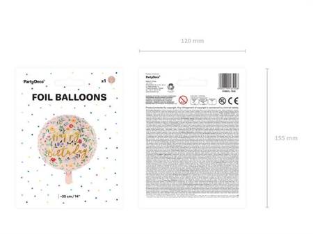 Balon foliowy Happy Birthday 35cm j. różowy FB48