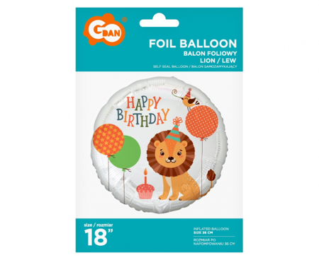 Balon foliowy Lew Happy Birthday 45cm 1 sztuka FG-OBLW