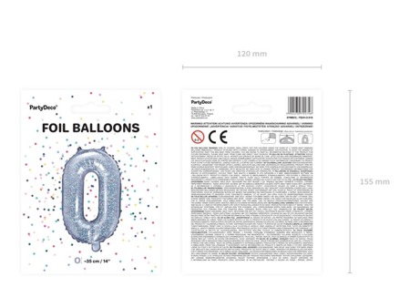 Balon foliowy O holograficzny 35cm 1szt FB2H-O-018