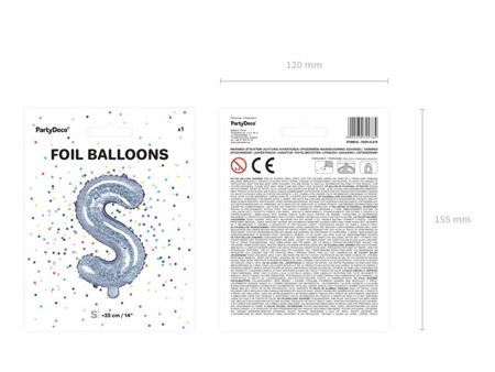 Balon foliowy S holograficzny 35cm 1szt FB2H-S-018