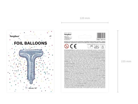 Balon foliowy T holograficzny 35cm 1szt FB2H-T-018