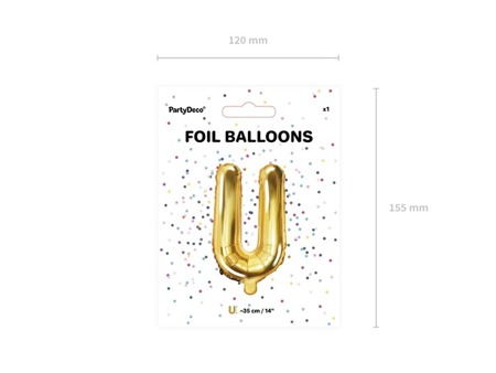 Balon foliowy U złoty 35cm 1szt FB2M-U-019