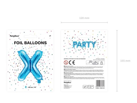 Balon foliowy X niebieski 35cm 1szt FB2M-X-001