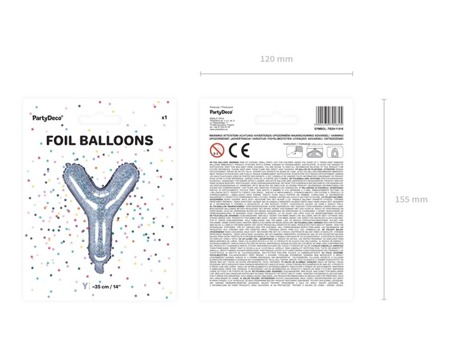 Balon foliowy Y holograficzny 35cm 1szt FB2H-Y-018