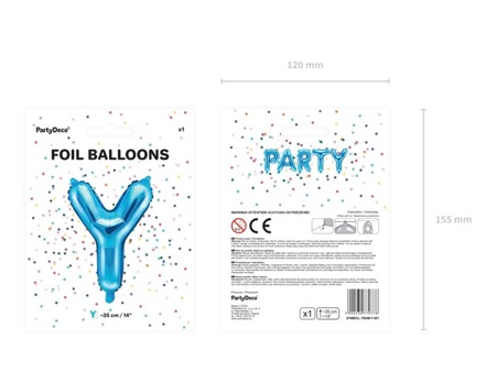 Balon foliowy Y niebieski 35cm 1szt FB2M-Y-001