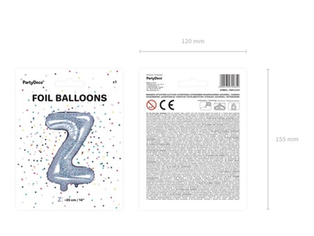 Balon foliowy Z holograficzny 35cm 1szt FB2H-Z-018