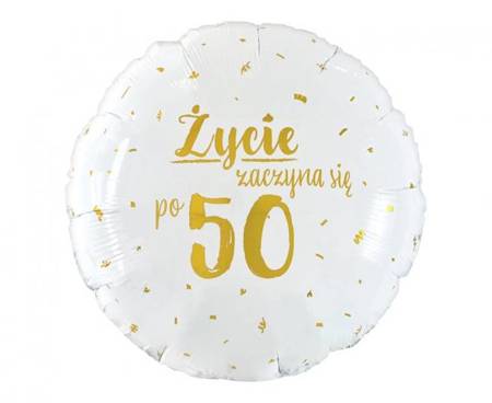 Balon foliowy na 50 urodziny Życie zaczyna się po 50 1sztuka FG-OZ50
