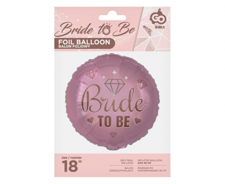 Balon foliowy na Wieczór Panieński Bride To Be  różowy 45cm 1 sztuka FG-OBTB
