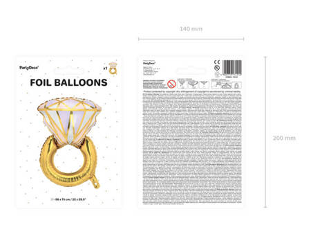 Balon foliowy na Wieczór Panieński Pierścionek złoty 60x95cm 1 sztuka FB103